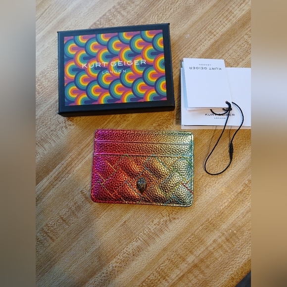 Kurt Geiger NWT/NIB Rainbow Ombre Metallic Card Holder - Picture 2 of 5